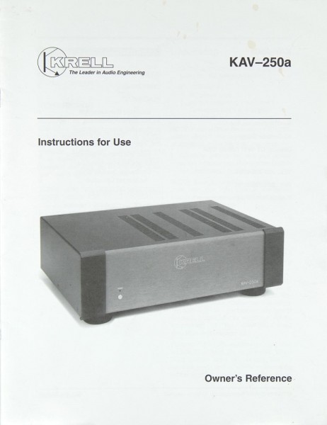 Krell KAV-250a Operating Instructions