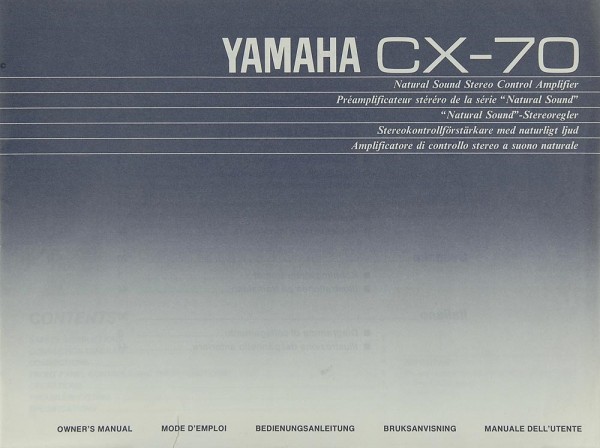 Yamaha CX-70 User&#039;s Manual