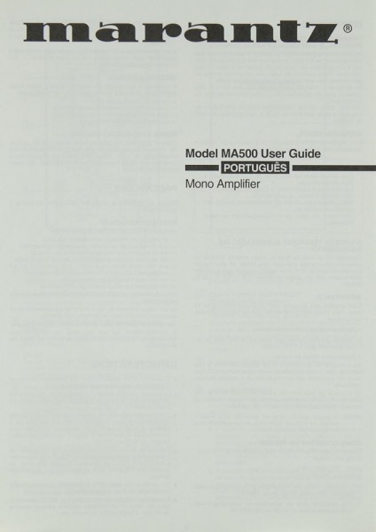 Marantz MA 500 Operating Instructions
