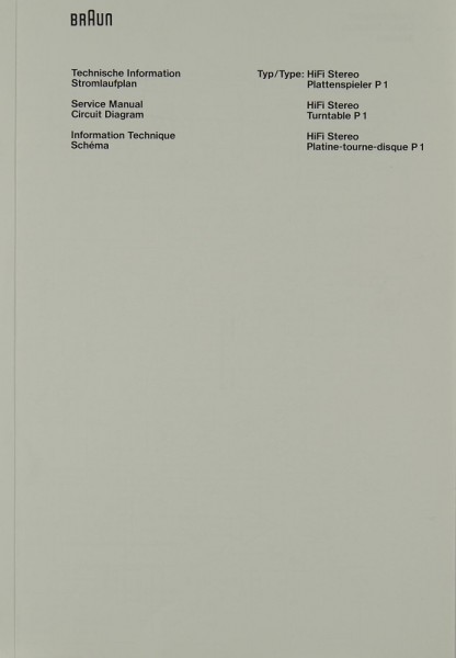 Braun P 1 Schematics / Service Manual