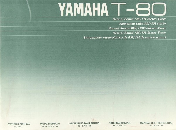 Yamaha T-80 Operating Instructions