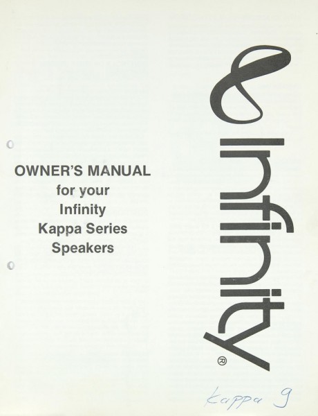 Infinity Kappa Series Instruction Manual