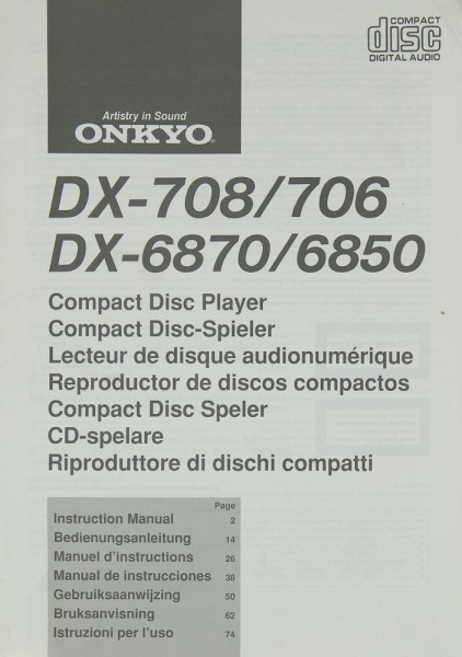 Onkyo DX-708/706 / DX-6870/6850 Bedienungsanleitung
