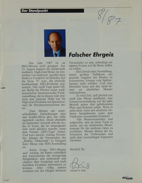 Hifi Vision 8/1987 Zeitschrift