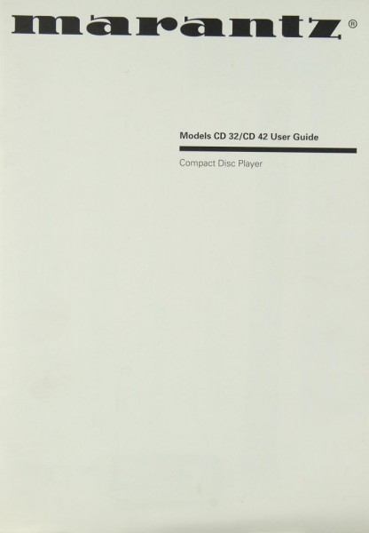Marantz Models CD 32 / CD 42 Manual