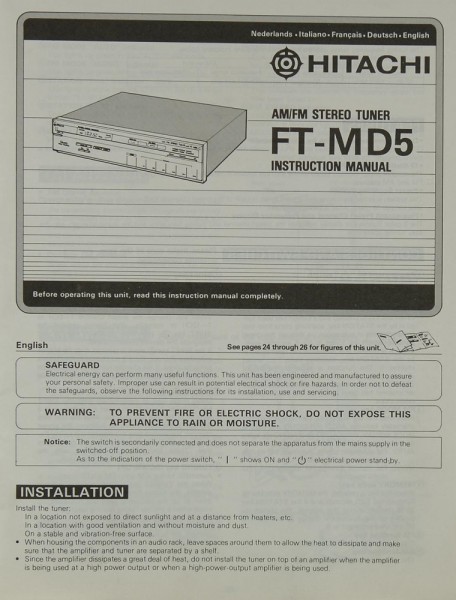 Hitachi FT-MD 5 Manual