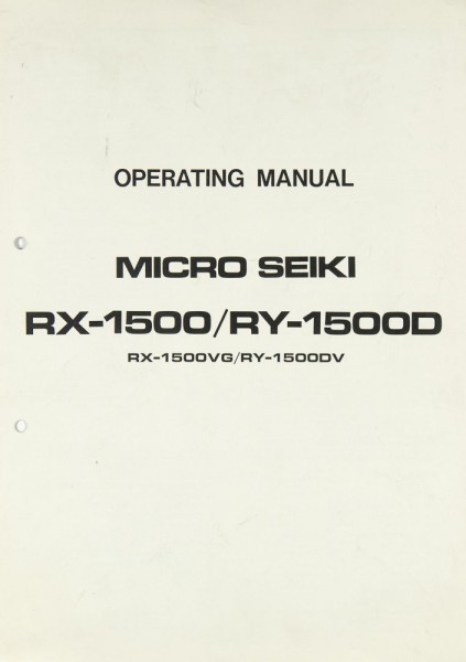 Micro Seiki RX-1500 / RY-1500 D Bedienungsanleitung