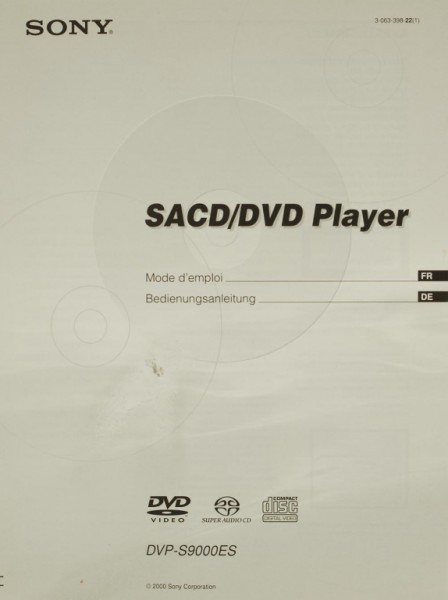 Sony DVP-S 9000 ES User Guide