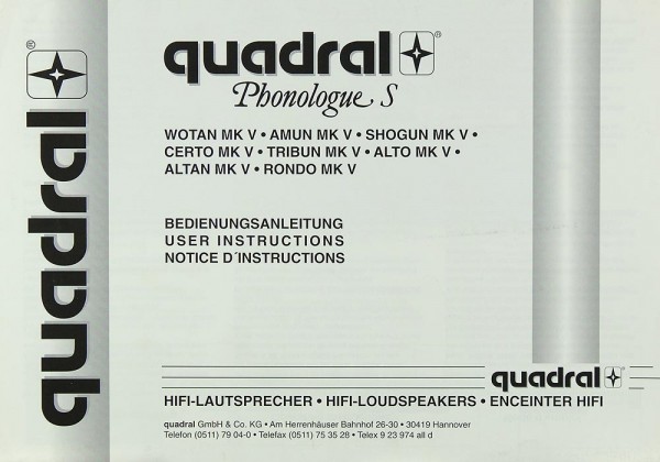 Quadral Phonologue S Manual