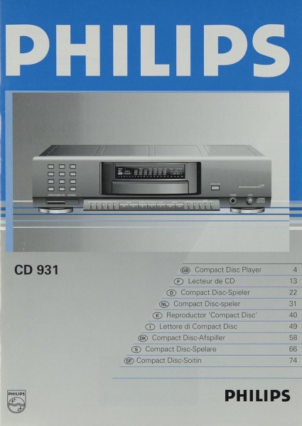 Philips CD 931 Bedienungsanleitung