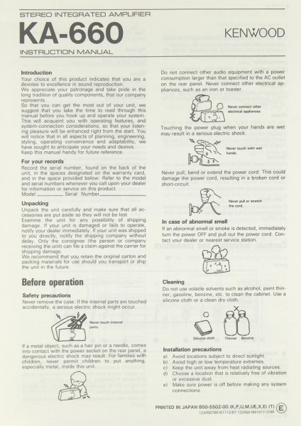 Kenwood KA-660 User Manual