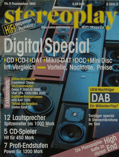 Stereoplay 9/1992 Zeitschrift