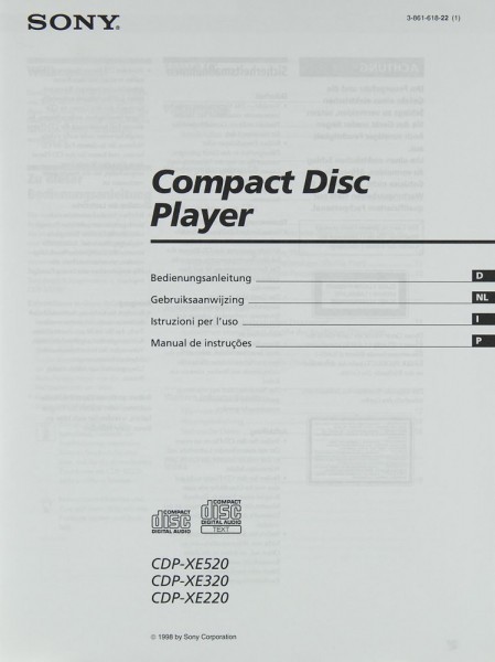 Sony CDP-XE 520 / CDP-XE 320 / CDP-XE 220 Manual