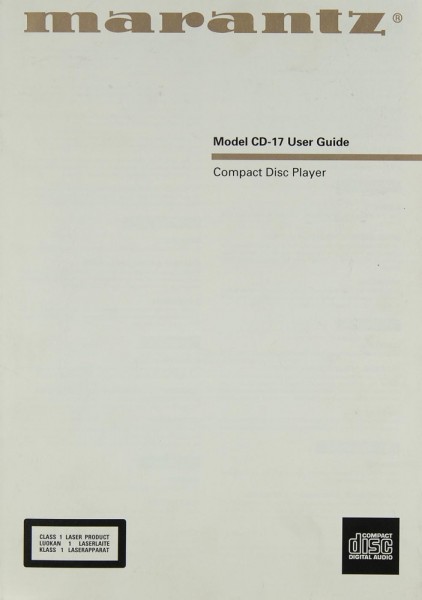 Marantz CD-17 Manual