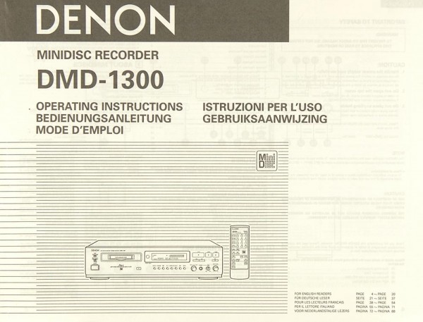 Denon DMD-1300 Manual