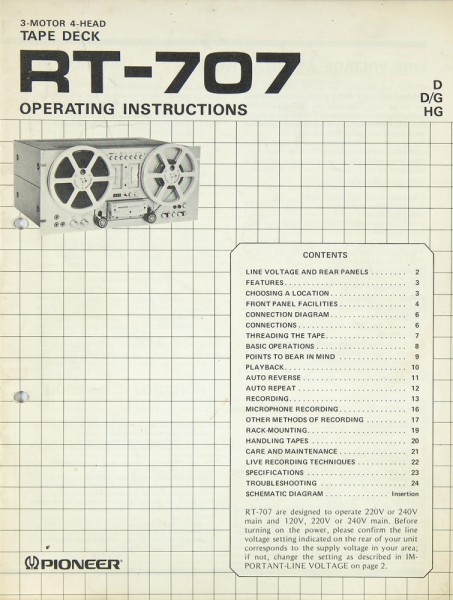 Pioneer RT-707 User Manual
