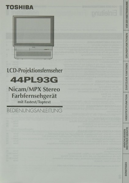 Toshiba 44 PL 93 G Manual