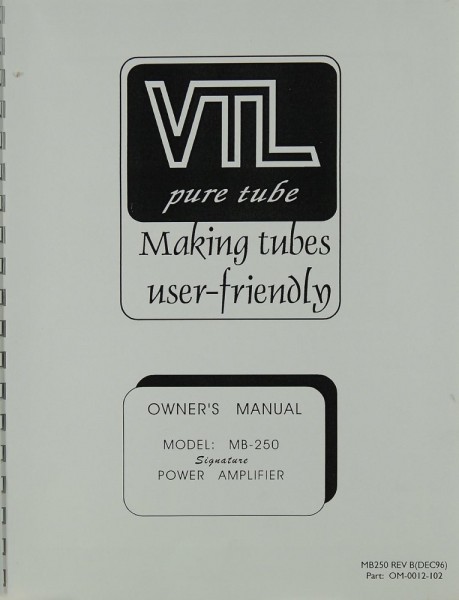 VTL MB-250 Signature Manual
