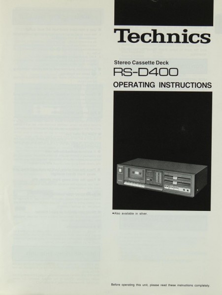 Technics RS-D 400 Manual