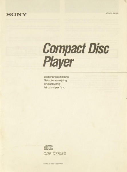 Sony CDP-X 779 ES Manual