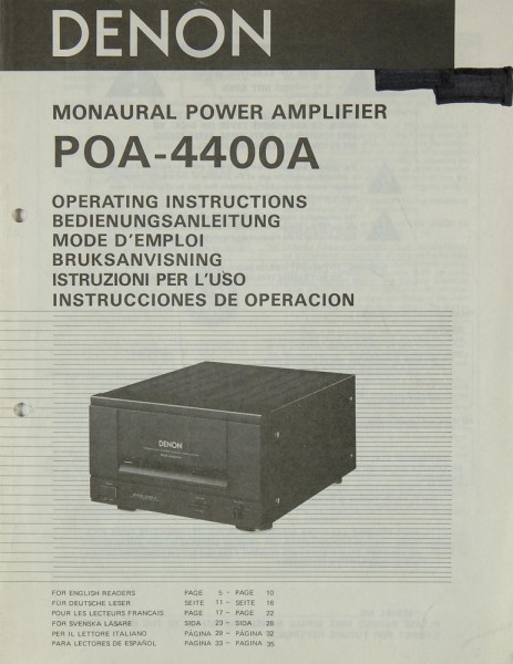 Denon POA-4400 A Manual