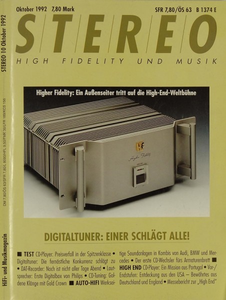 Stereo 10/1992 Zeitschrift