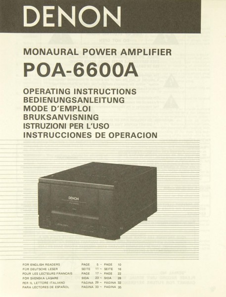 Denon POA-6600 A Bedienungsanleitung