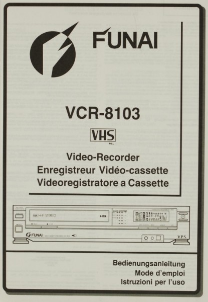 Funai VCR-8103 Operating Instructions