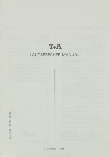 T + A Miscellaneous instruction manual