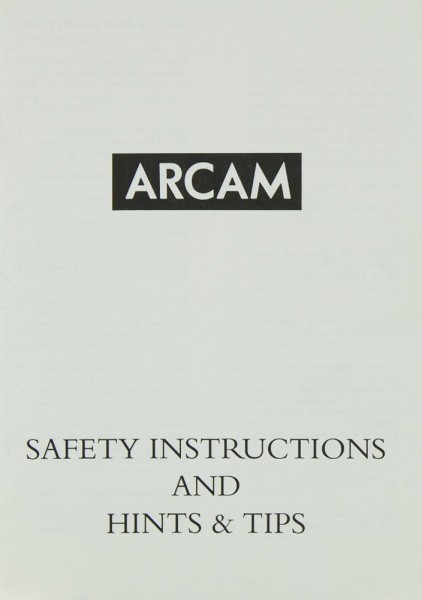 Arcam Notes and Tips Operating Instructions
