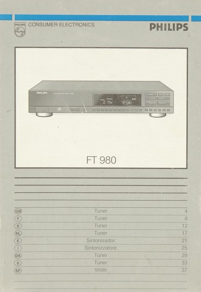 Philips FT 980 Operating Instructions