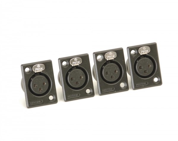 Neutrik XLR socket 3-pin black Built-in socket 4er Set