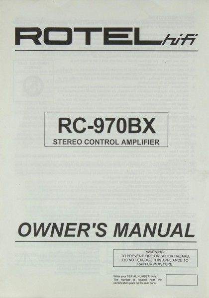 Rotel RC-970BX Manual
