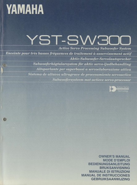 Yamaha YST-SW 300 Manual