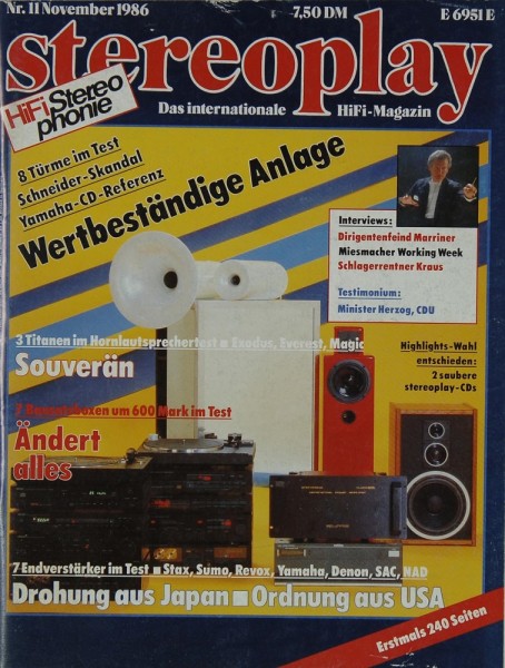Stereoplay 11/1986 Zeitschrift