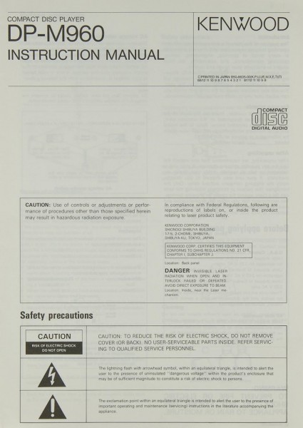 Kenwood DP-M 960 Manual
