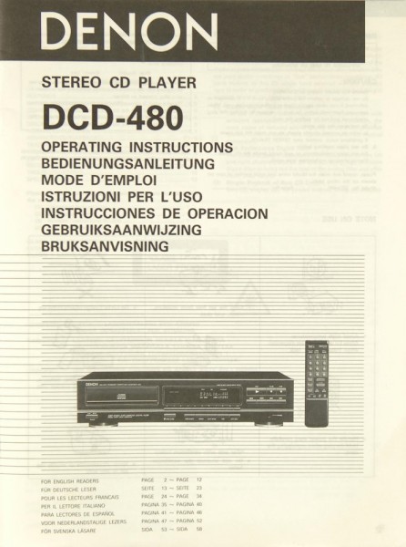 Denon DCD-480 Operating Instructions