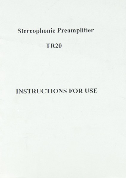 Siemel TR 20 Operating Instructions