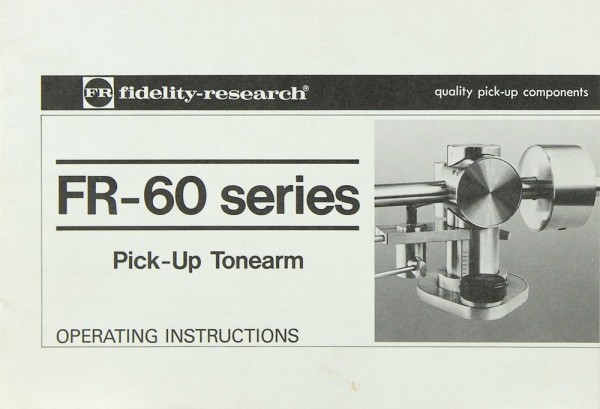 Fidelity Research FR-60 Operating Instructions