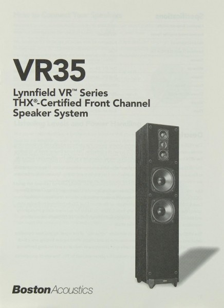 Boston Acoustics VR 35 (Lynnfield VR™ Series) Bedienungsanleitung