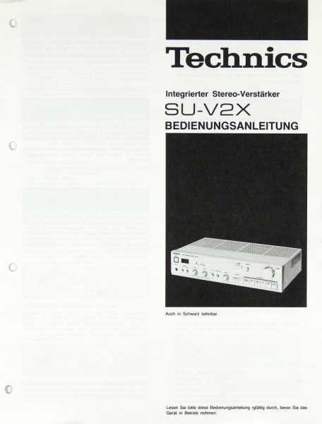 Technics SU-V 2 X Operating Instructions
