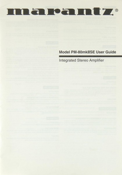Marantz PM-80 MK II SE User Manual