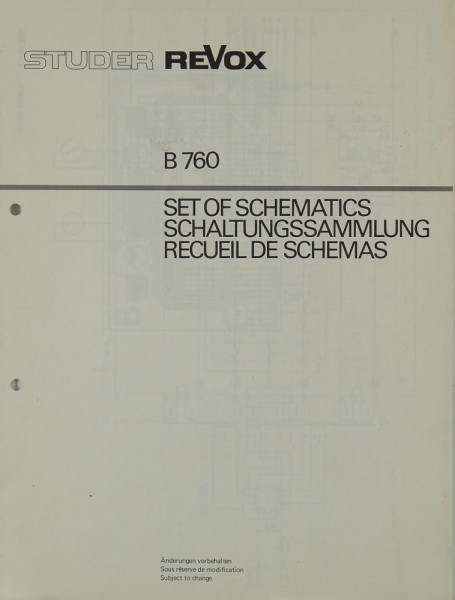 Revox B 760 Schematics / Service Manual