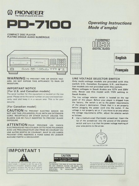 Pioneer PD-7100 Bedienungsanleitung