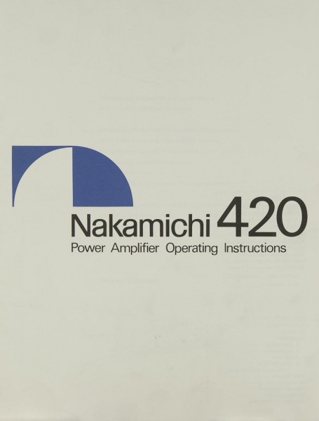 Nakamichi 420 Operating Instructions