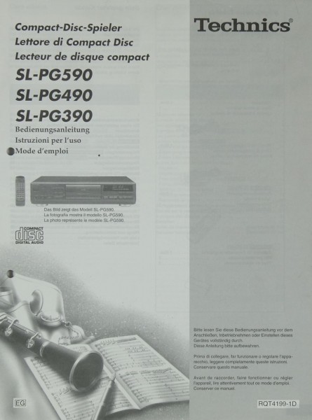 Technics SL-PG 590 / 490 / 390 Manual