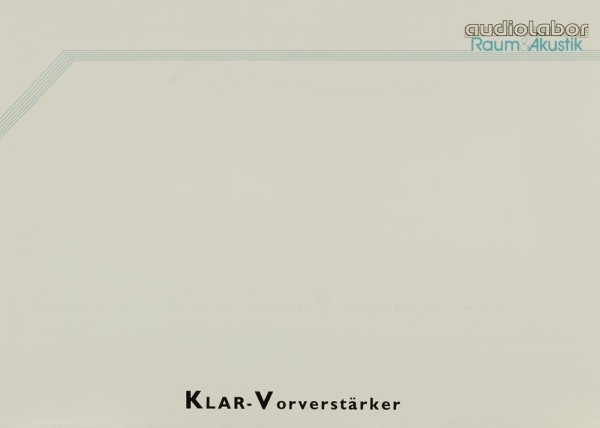 Audiolabor (Raum&amp;Akustik) KLAR-Vorverstärker Prospekt / Katalog