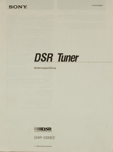 Sony DAR-1000 ES Owner&#039;s Manual