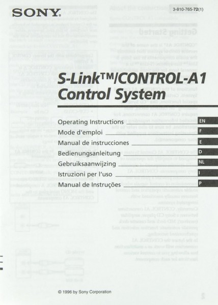 Sony S-Link / Control-A 1 Bedienungsanleitung