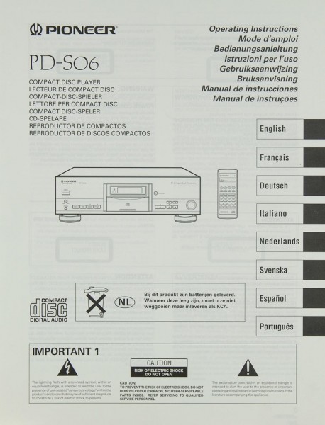 Pioneer PD-S 06 Bedienungsanleitung